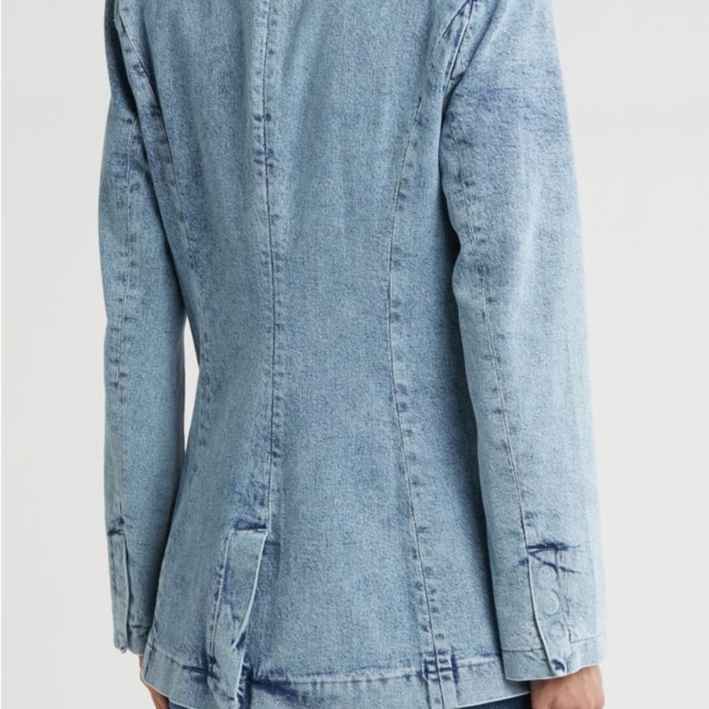 Good American Light Blue Cotton Denim Uniform Style Blazer Jacket Small - Picture 2 of 14